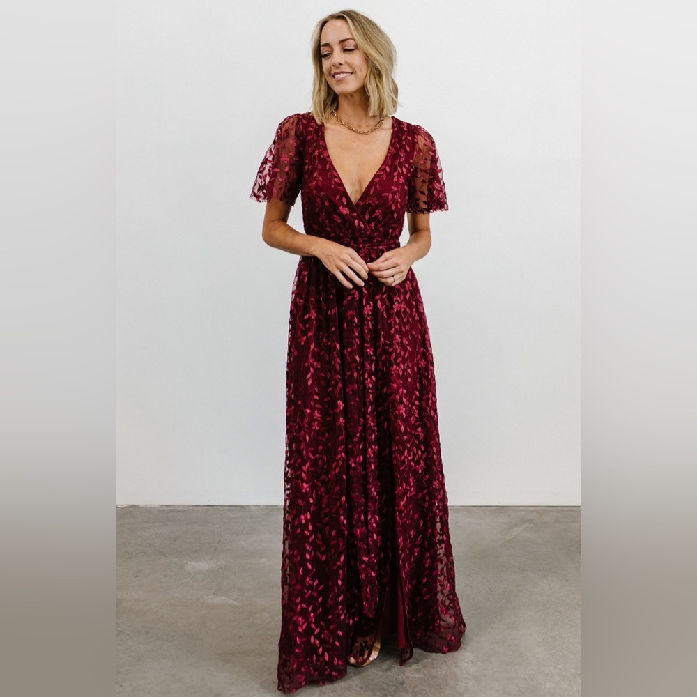 Baltic Born Burgundy Lace Maxi Dress